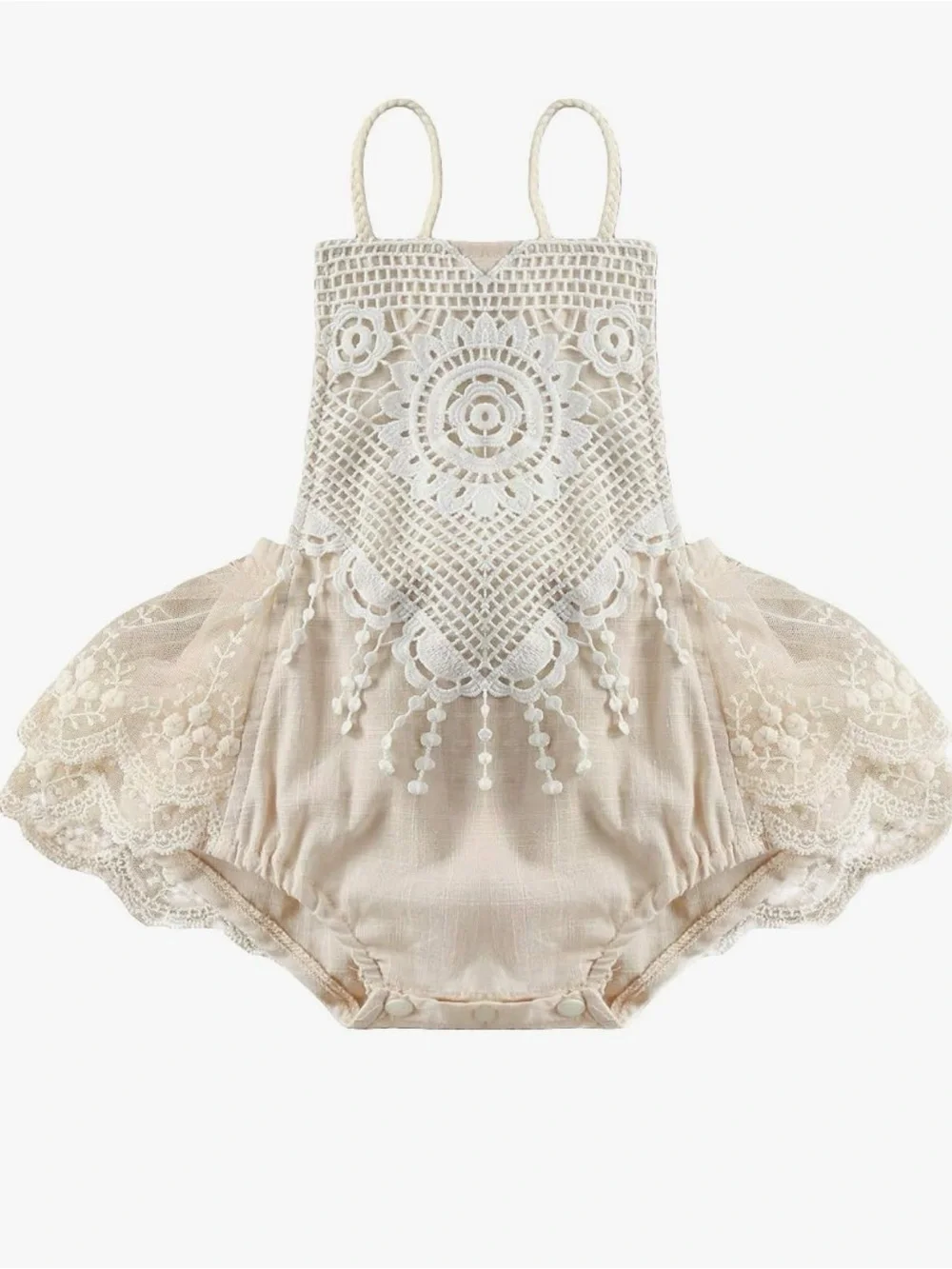 Lace Baby Romper in Cream 6 months